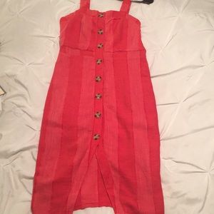 Red pencil dress with split